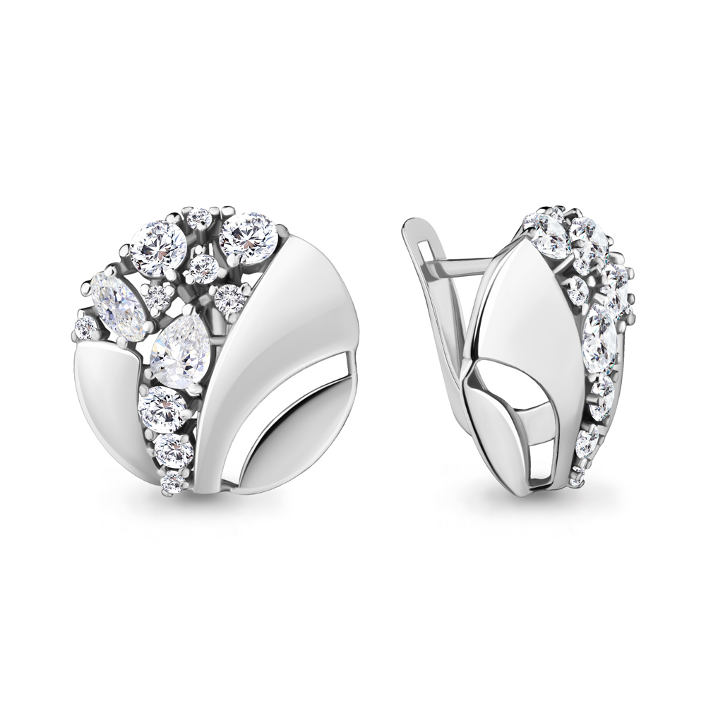 45855А Серьги из Серебра с фианитами из коллекции "Fresh"