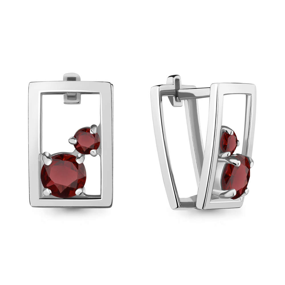 4733603 Серьги из Серебра с гранатами из коллекции "Twin"