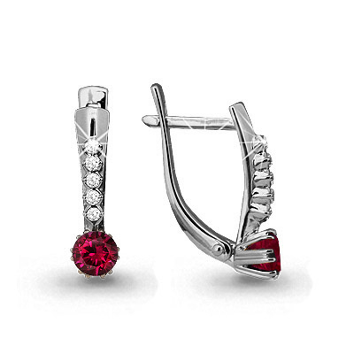 42883В Серьги из Серебра с корундами иск., фианитами