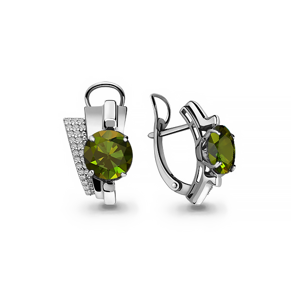 4493319А Серьги из Серебра с султанитами иск., фианитами из коллекции "Maxima"