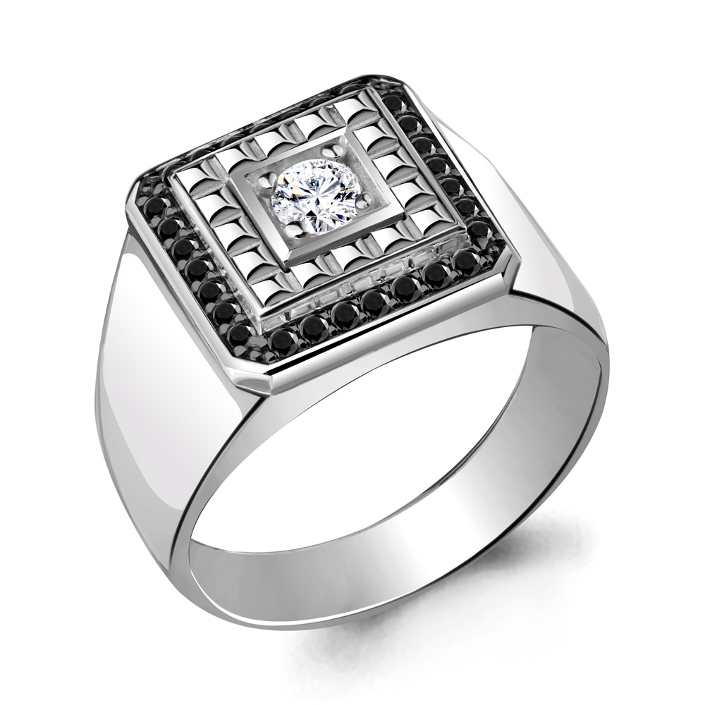 62131Ч Кольцо из Серебра с нанокристаллами, фианитом