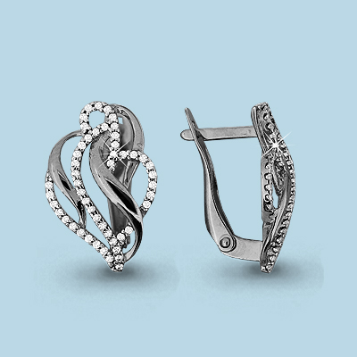 42701А Серьги из Серебра с фианитами