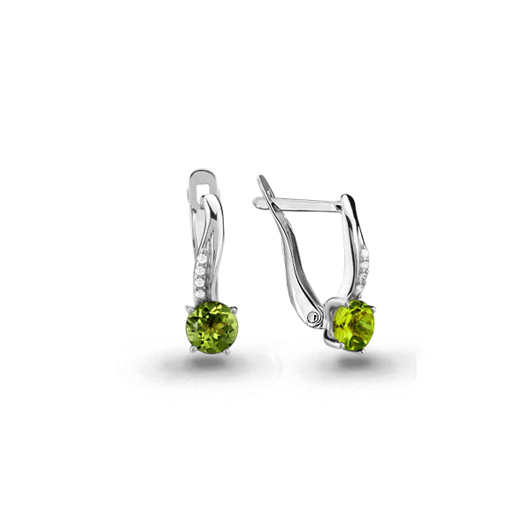 4406007А Серьги из Серебра с фианитами, хризолитами