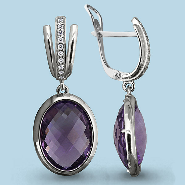 4446804А Серьги из Золота с аметистами, фианитами