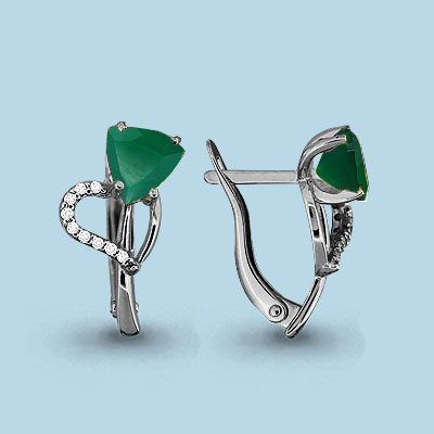 4419109А Серьги из Серебра с агатами, фианитами