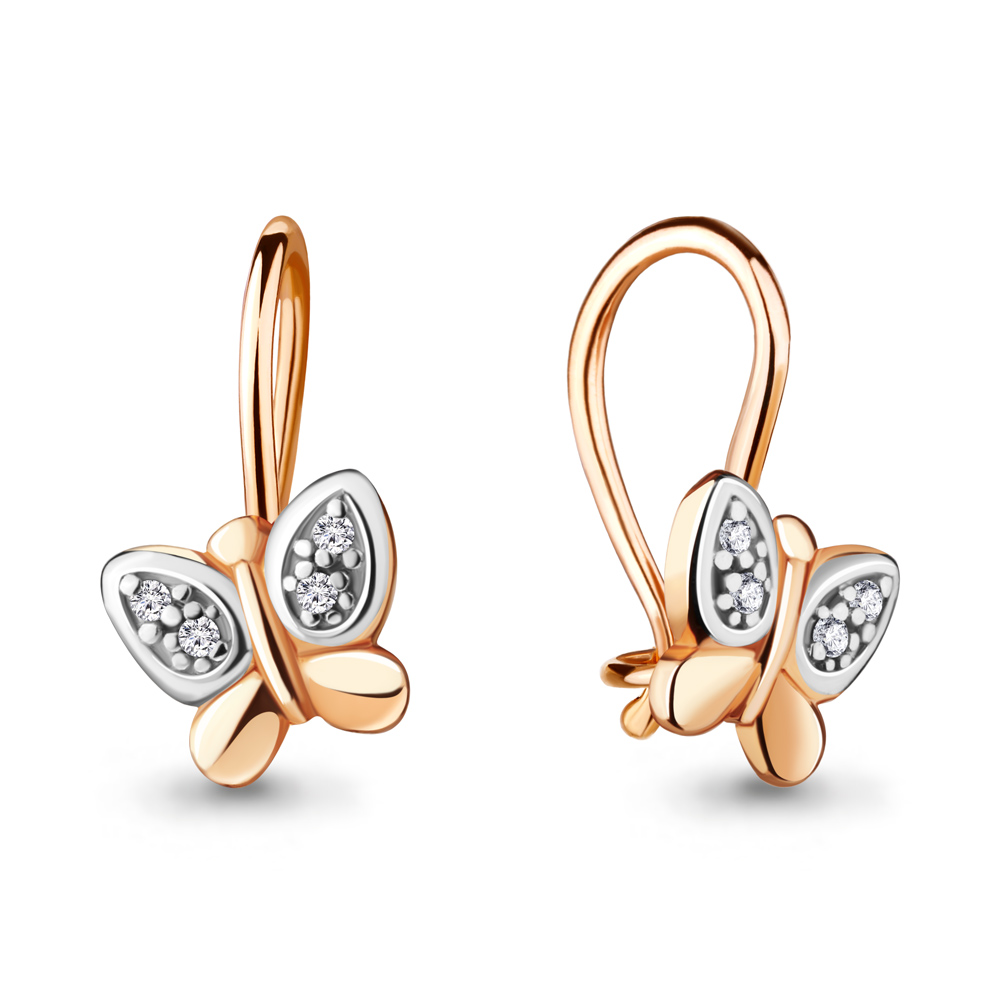 45049А Серьги из Золота с фианитами из коллекции "Happy"