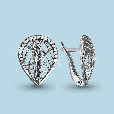 42542А Серьги из Серебра с фианитами