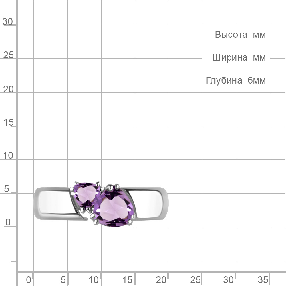6939104 Кольцо из Серебра с аметистами