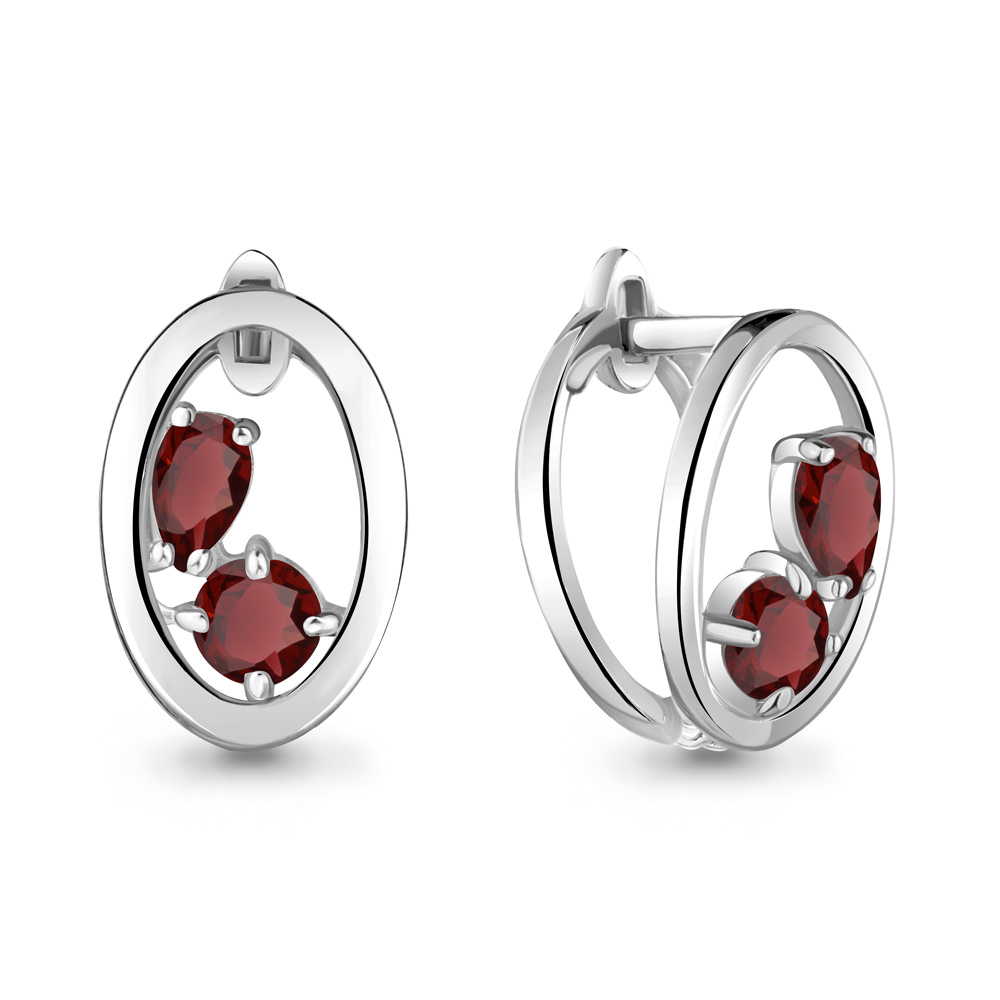 4733503 Серьги из Серебра с гранатами из коллекции "Twin"