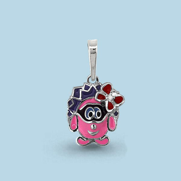 22953А Подвеска из Серебра с фианитом, эмалью из коллекции "Happy"