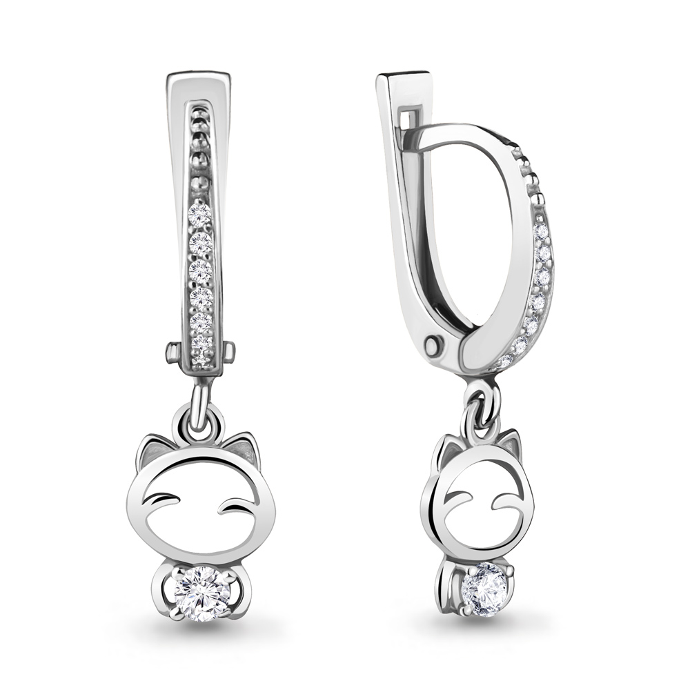 45244А Серьги из Серебра с фианитами из коллекции "Happy"