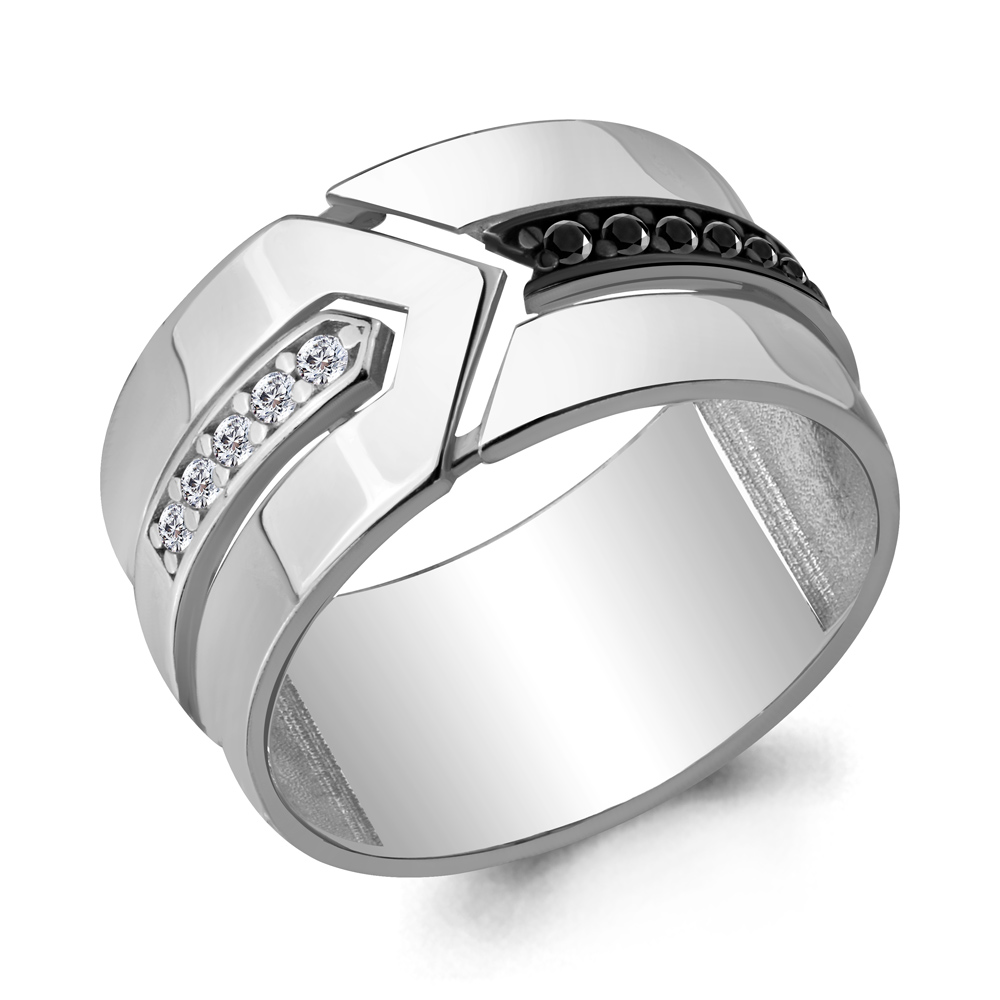 68608АЧ Кольцо из Серебра с нанокристаллами, фианитами