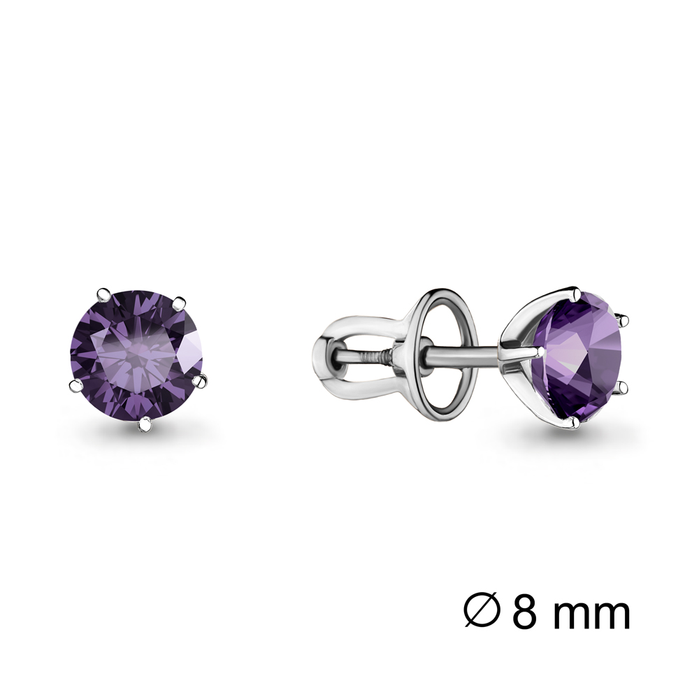 4404004 Серьги из Серебра с аметистами