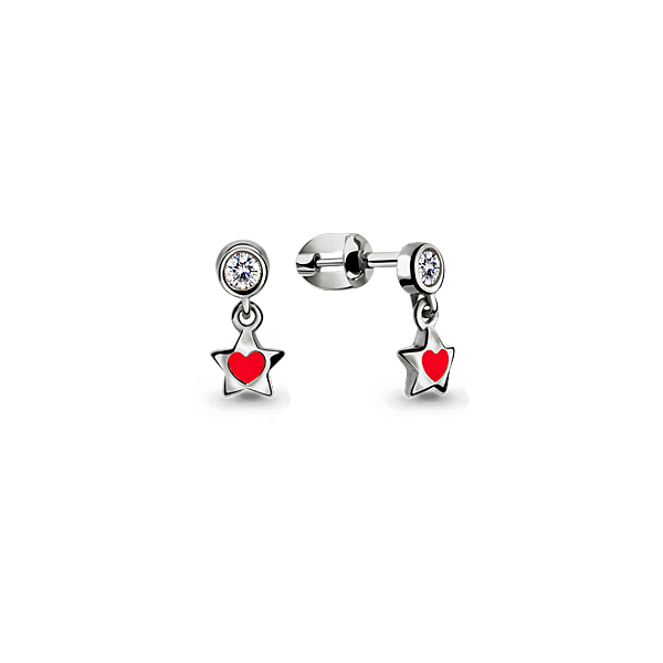 46012А Серьги из Серебра с фианитами, эмалью из коллекции "Happy"