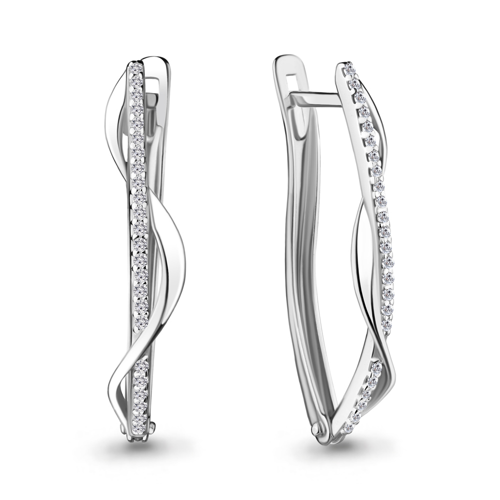 45570А Серьги из Серебра с фианитами из коллекции "Lady Style"