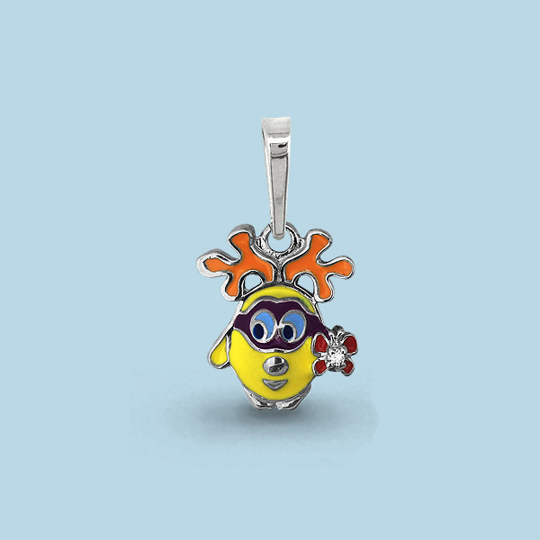 22951А Подвеска из Серебра с фианитом, эмалью из коллекции "Happy"