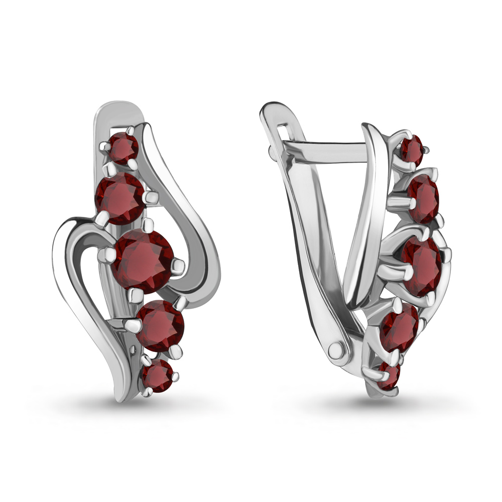 4401703 Серьги из Серебра с гранатами