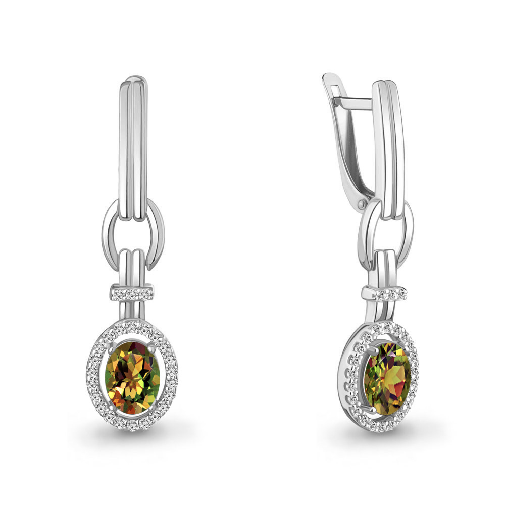 45026219А Серьги из Серебра с султанитами иск., фианитами