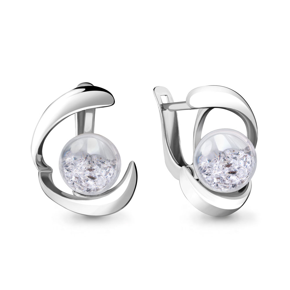 45390 Серьги из Серебра с стёклами из коллекции "French ball"