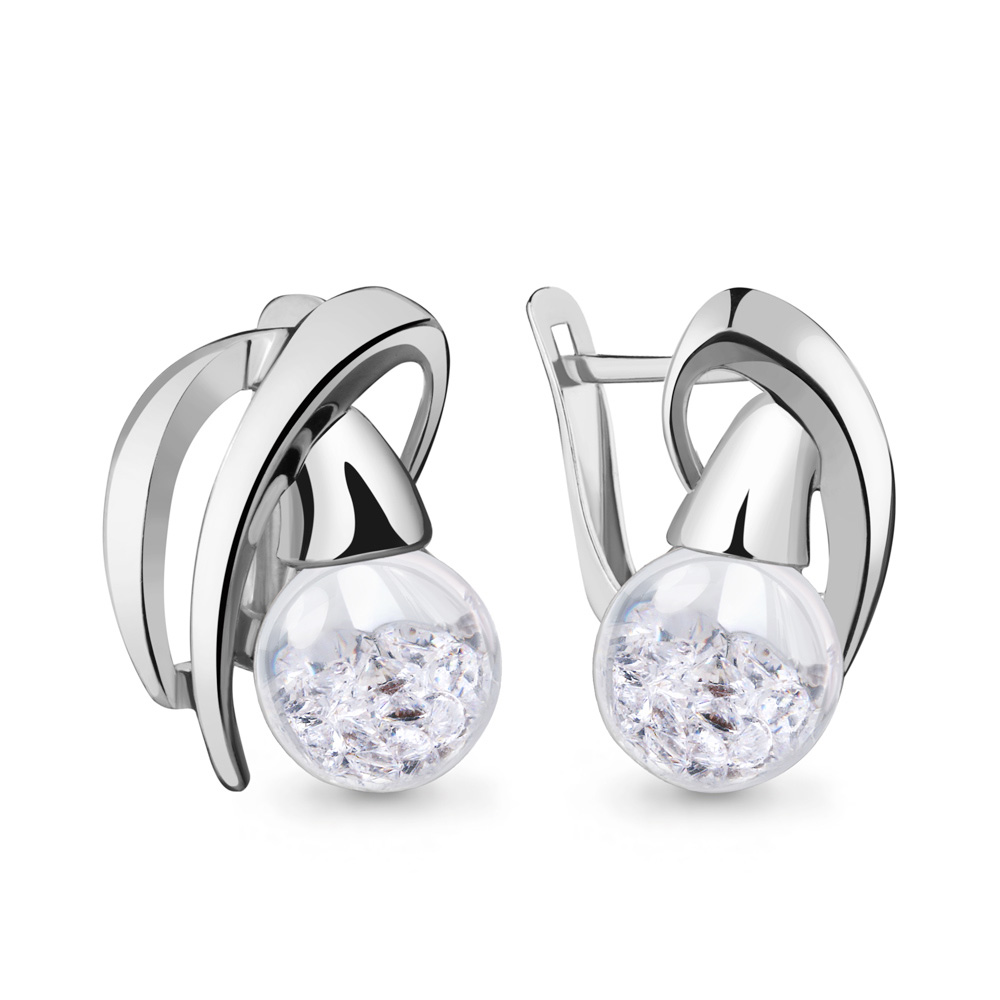 45391 Серьги из Серебра с стёклами из коллекции "French ball"