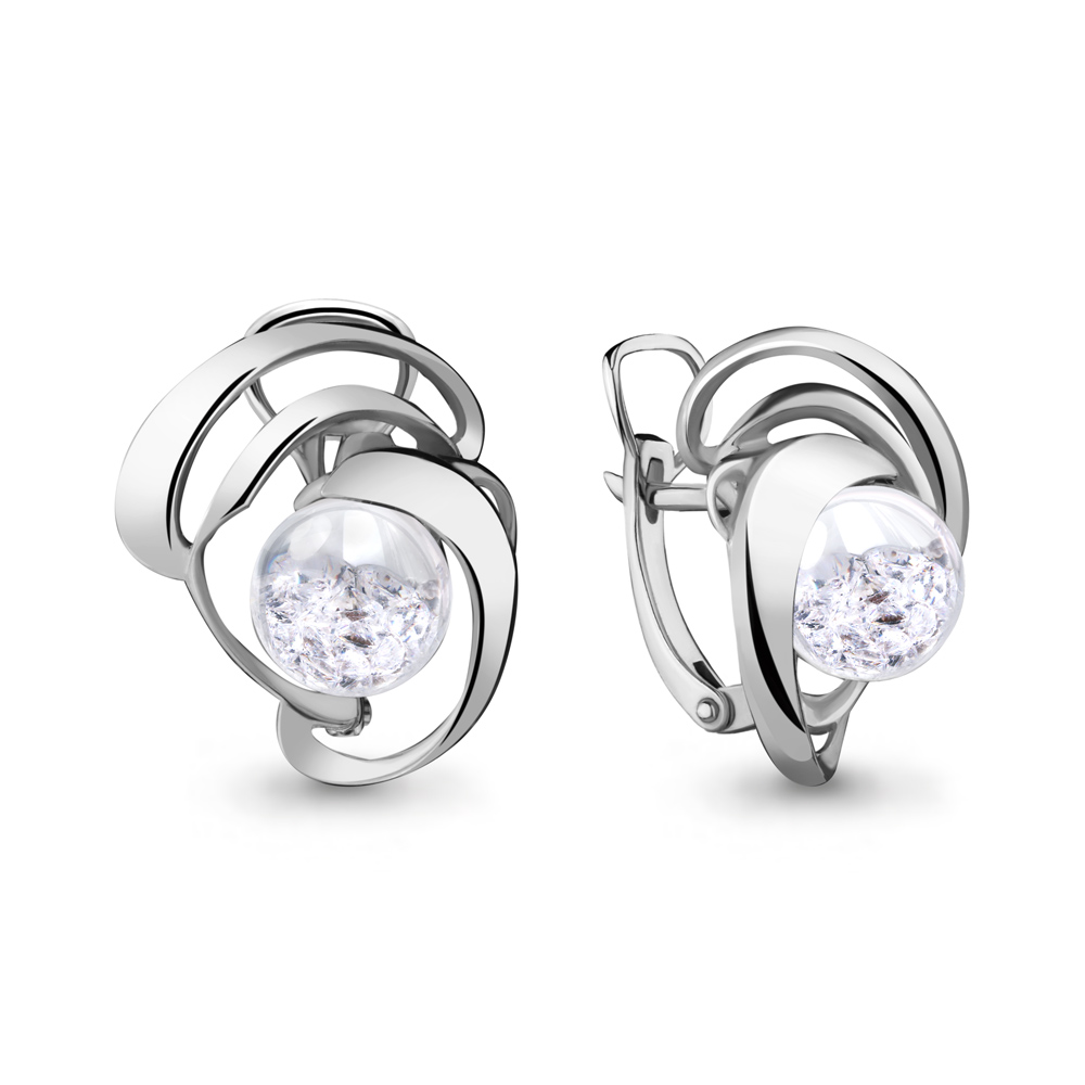 45397 Серьги из Серебра с стёклами из коллекции "French ball"