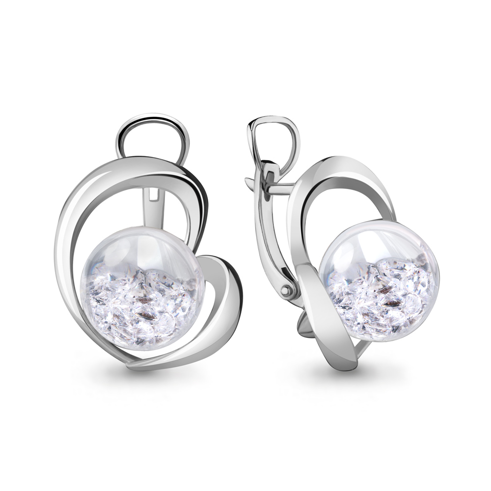 45475 Серьги из Серебра с стёклами из коллекции "French ball"