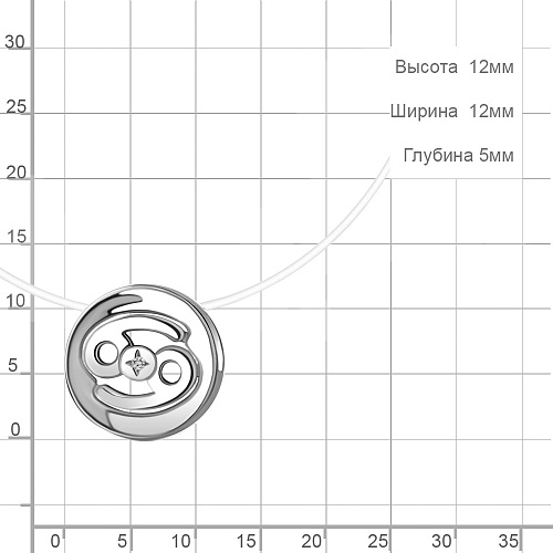 070051 Колье из Серебра с бриллиантом, леской
