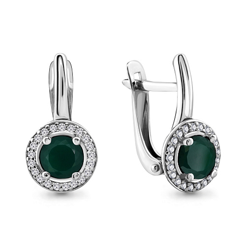 4298309А Серьги из Серебра с агатами, фианитами
