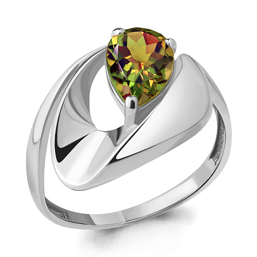6590719 Кольцо из Серебра с султанитом иск. из коллекции "Лагуна"