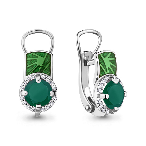 4464109А Серьги из Серебра с агатами, фианитами, эмалью из коллекции "Rio"