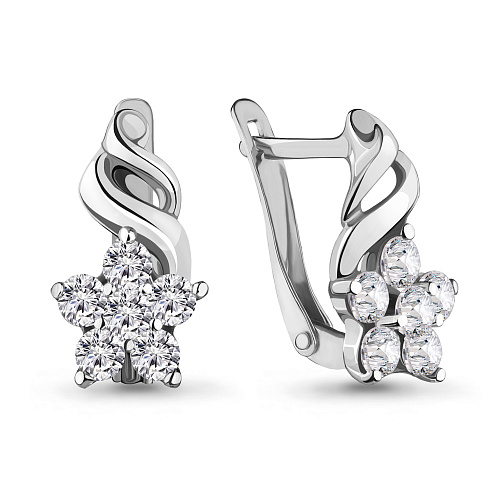 45366А Серьги из Серебра с фианитами из коллекции "Happy"