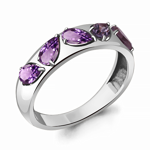6937304 Кольцо из Серебра с аметистами