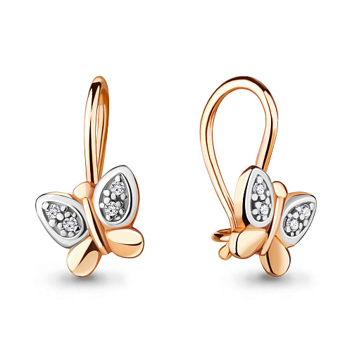 45049А Серьги из Золота с фианитами из коллекции "Happy"