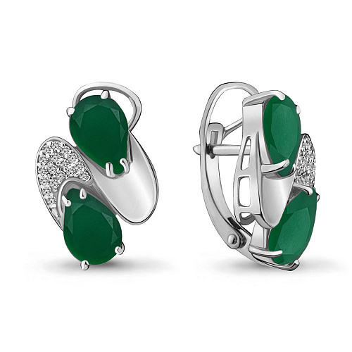 4479009А Серьги из Серебра с агатами, фианитами