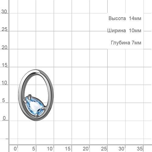 2532205 Подвеска из Серебра с топазом свисс блю