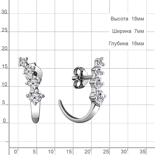 48990А Серьги из серебра с фианитами