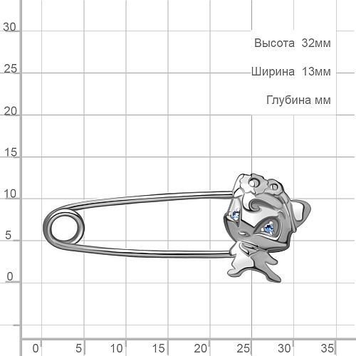 72687Б Булавка из Серебра с нанотопазами из коллекции "Happy"