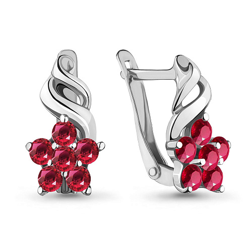 45366В Серьги из Серебра с корундами иск. из коллекции "Happy"